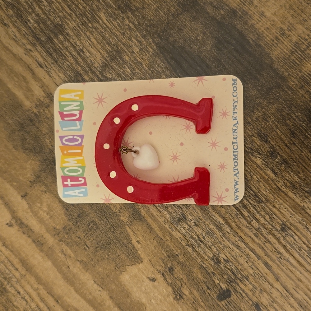 Red Horseshoe Brooch